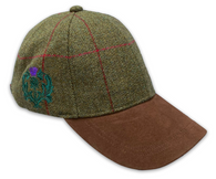 Scottish Thistle Green Embroider Tweed Baseball