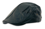 Black Faux Leather Flat Cap