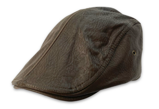 Brown Faux Leather Flat Cap