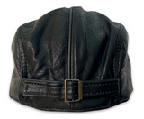 Black Faux Leather Flat Cap