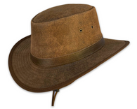 Antiqued Brown Leather Hat
