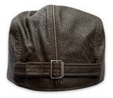 Faux Leather Adjustable Flat Cap in Brown