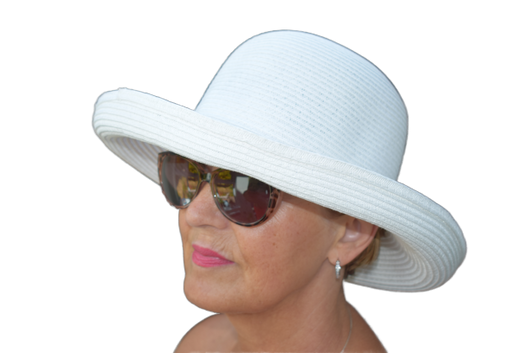 Upturned Panama Style Hat - White