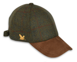 WoodCock Tweed Baseball Cap W/ Leather Peak - One size/ Adjustable