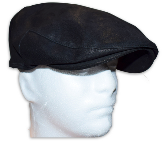 Black Leather Flat Cap
