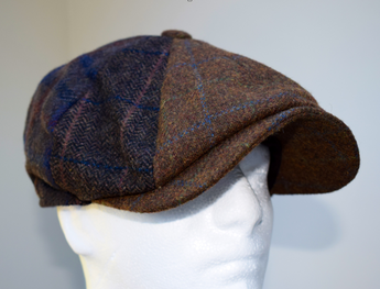 Brown Mix Patchwork Baker Boy/ 8 Piece Cap