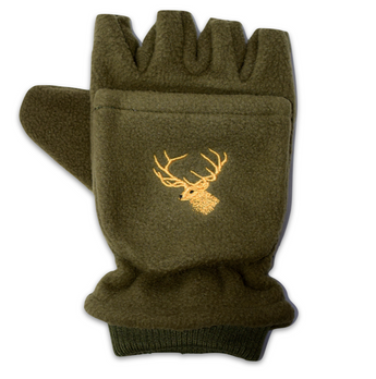 Stag Head Shooters Fingerless Mitts Fleeced With Reinforced Palm